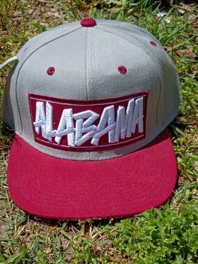 Alabama Gray and Maroon Snapback Hat with Embroidered